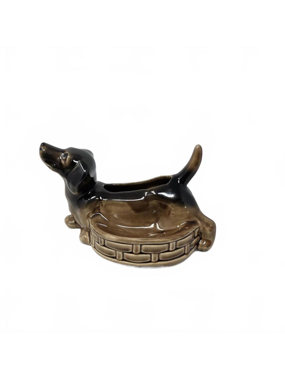 Vintage Dachshund Planter Wiener Dog Ceramic Planter Trinket Dish